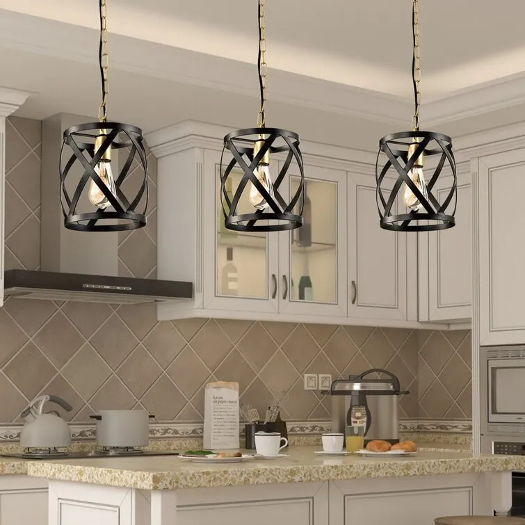 Maxax 1 - Light Single Cylinder Pendant With Wrought Iron