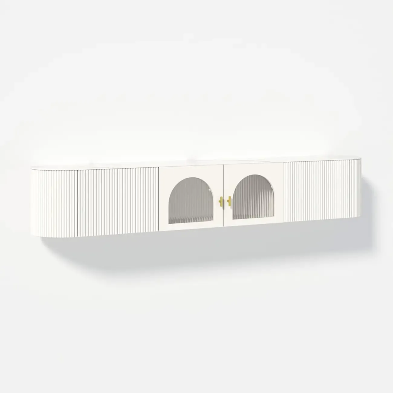 White Modern Marble 2-Drawer Wall-Mounted TV Stand