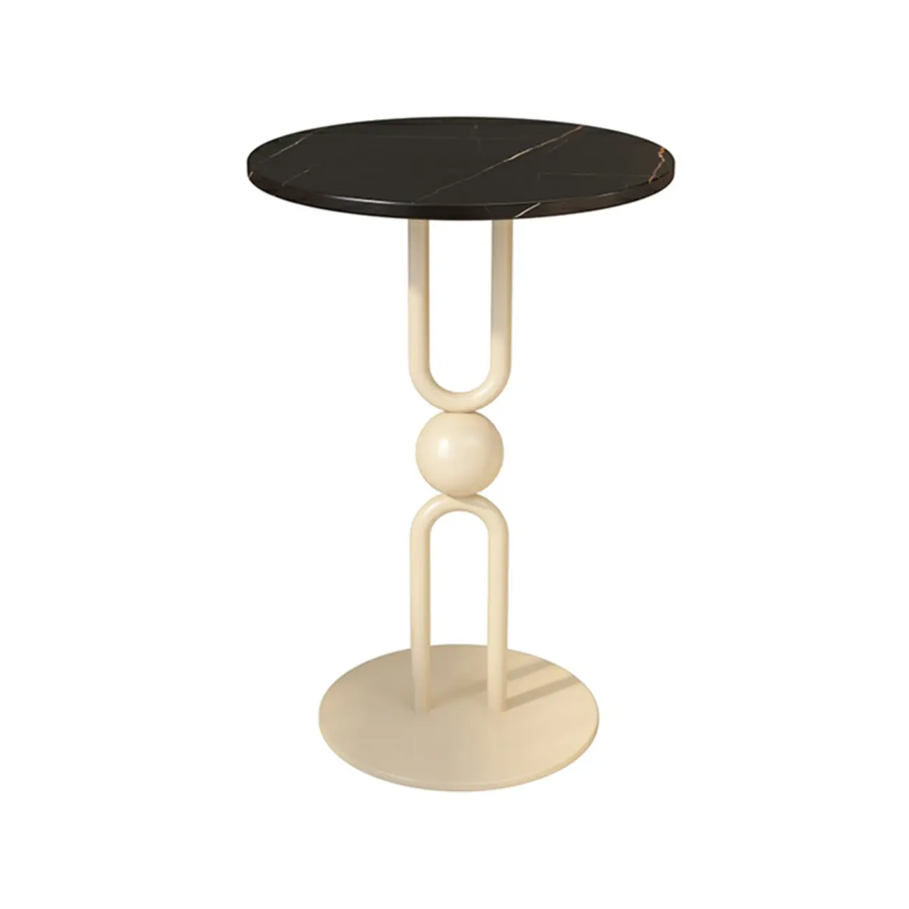 Living Room Glossy Black Metal Round Side Table