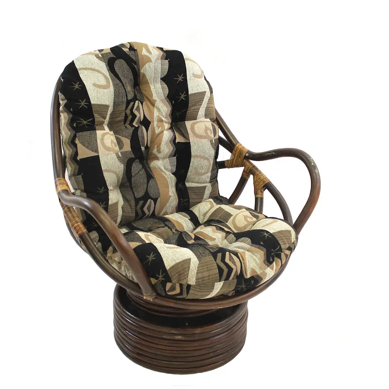 Bali Rattan Rocker Chair with Chenille Cushion