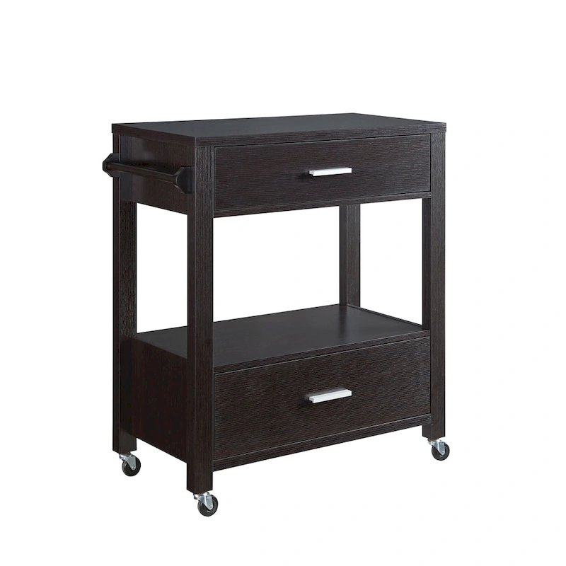 Newsom Modern 2-Drawer Caster Serving Cart with Towel Bar by Furniture of America