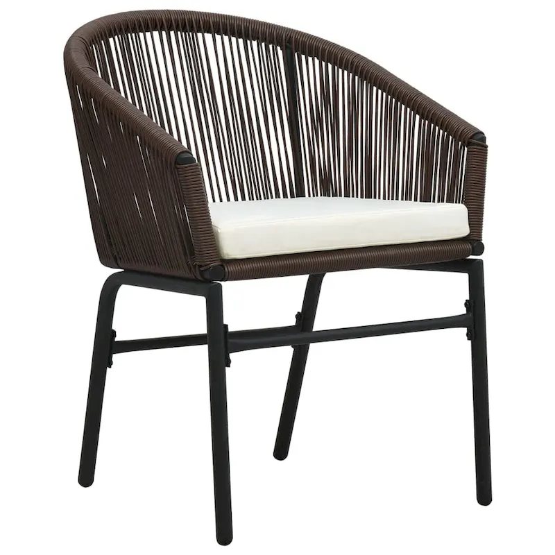 vidaXL Patio Chairs 2 Pcs Wicker Patio Dining Chair with Cushion PE Rattan