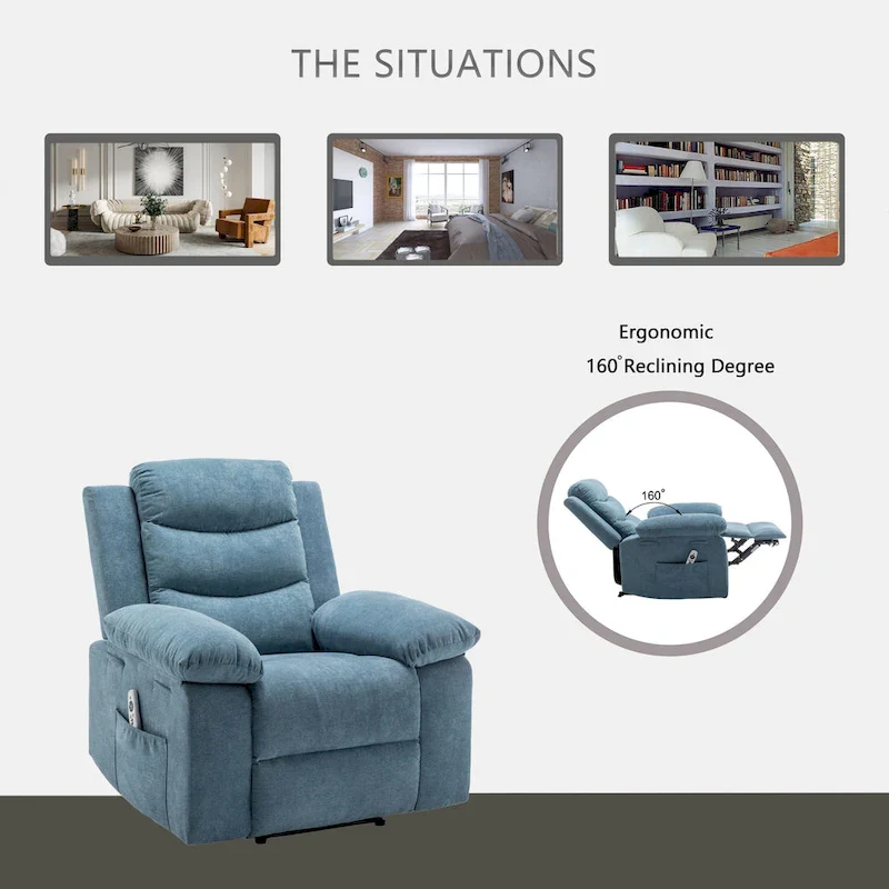Electric recliner with seat heating and adjustable massage function