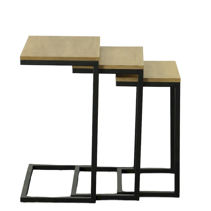 Black Metal Side Table with Slide-Under Base