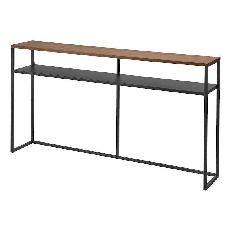 Black / White Slim Console Table with Hooks – Steel & Wood, 2 Styles