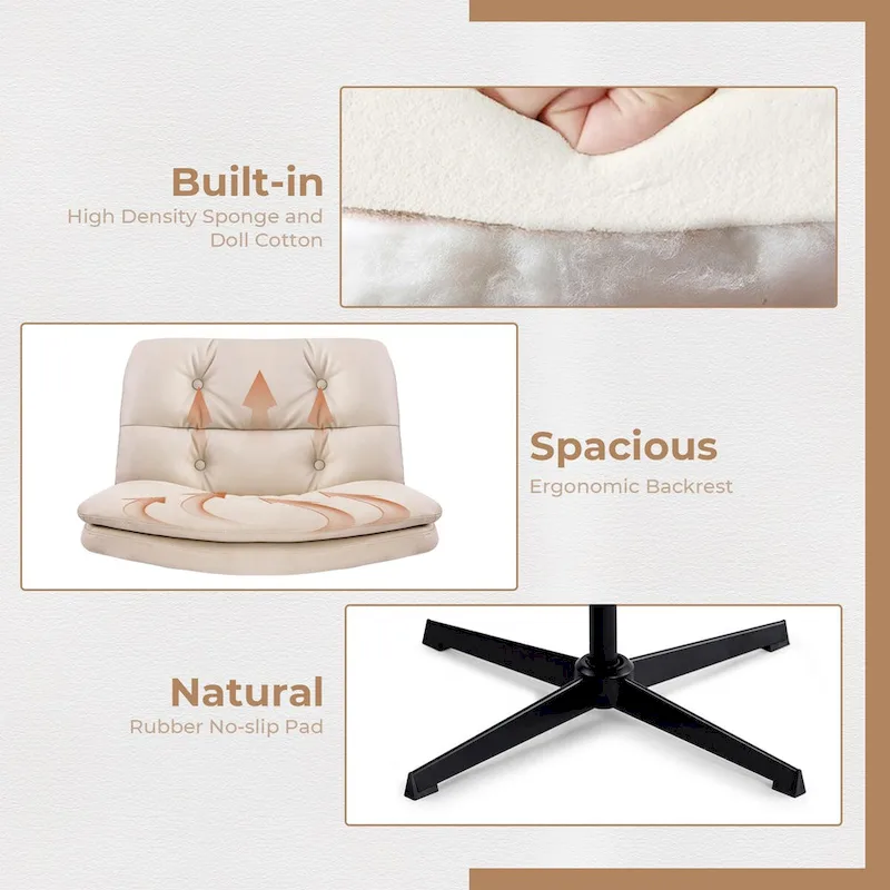 Armless Home Office Desk Chair Vanity Chair No Wheels