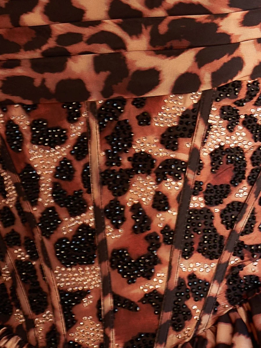 Leopard - A Line Beaded Sweetheart Bubble Hem Homecoming Dresses