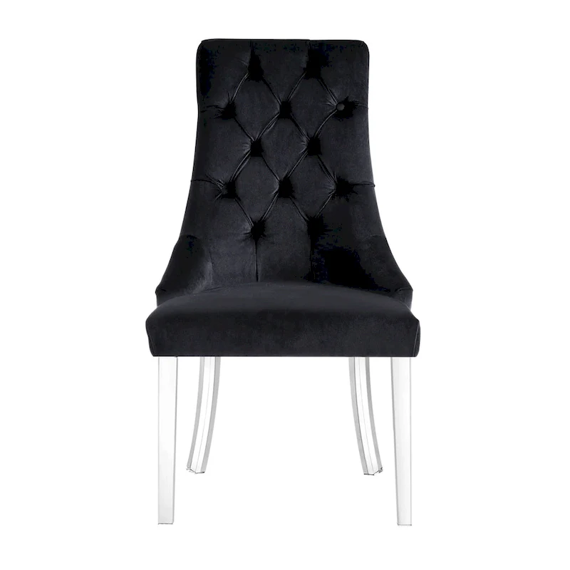 Set of 2 Tufted Velvet Dining Side Chairs with Nailhead Trim