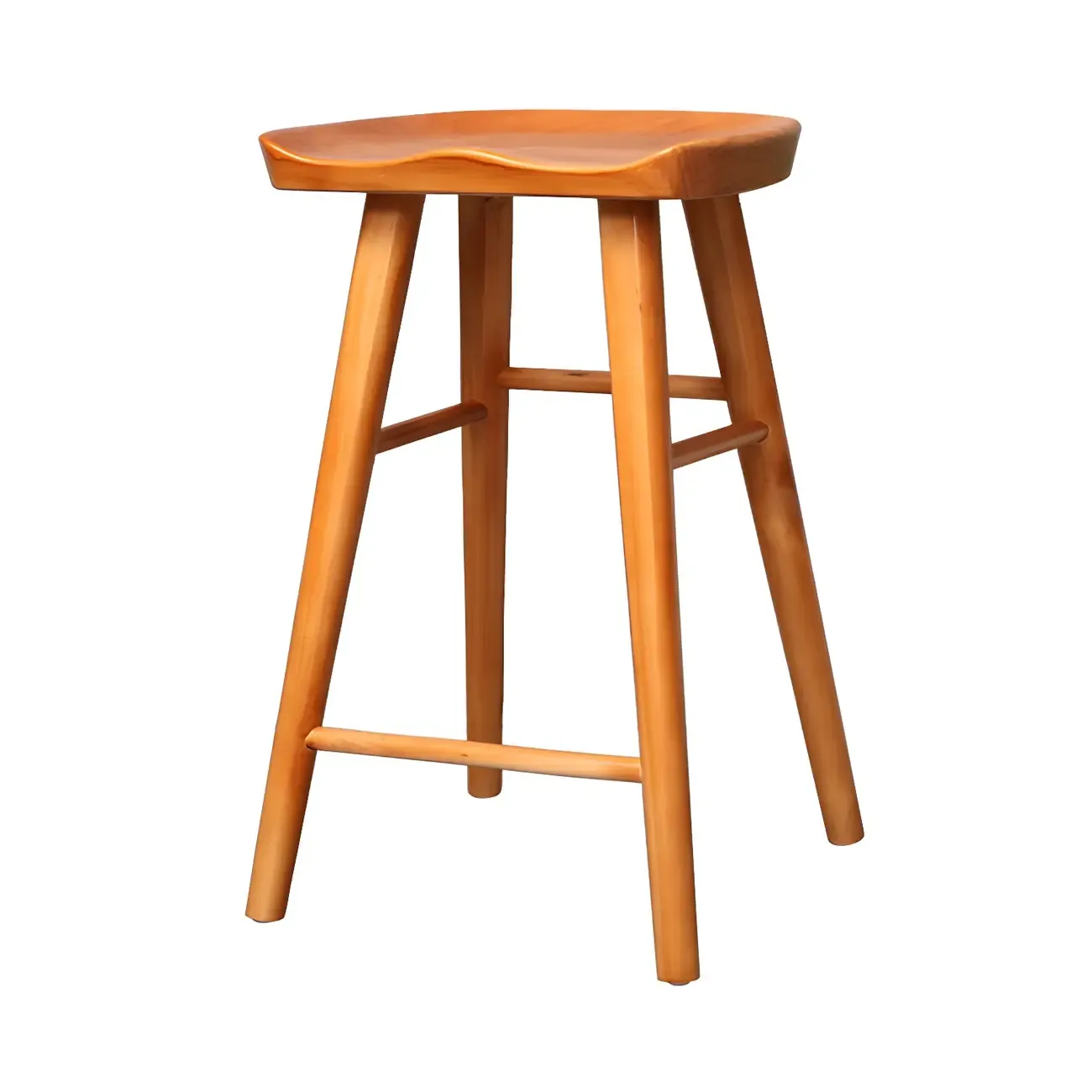 Counter Height Backless Wooden Industrial Bar Stools