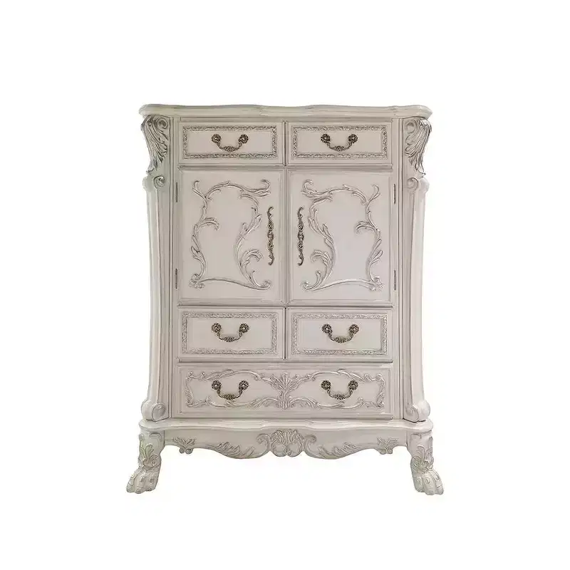 Acme Furniture 42" Dresden II Decorative Storage Drawers Bone White Finish : 5-Drawer Chest, Wood Composite, No Assembly Required