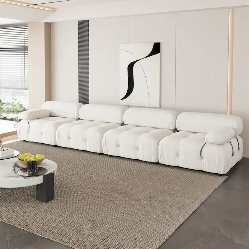 Velvet Fabric Upholstered Sectional Sofa Modern Couch