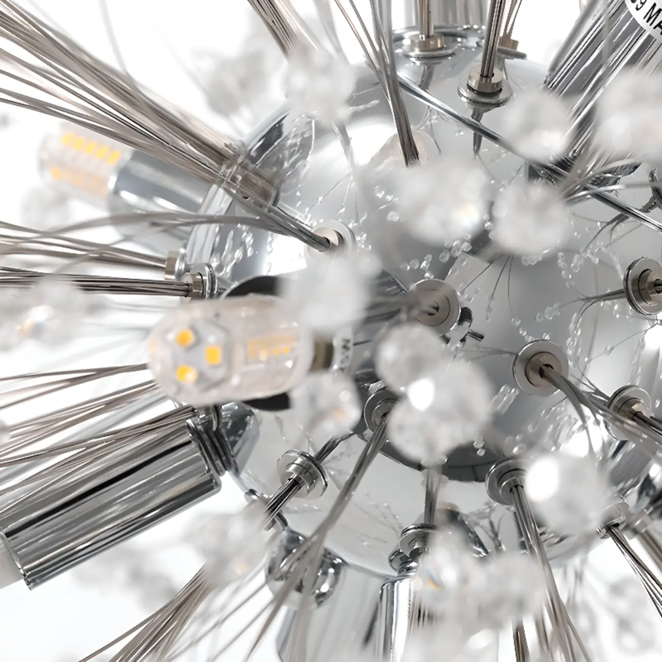 Modern Crystal Globe Chandelier with Starburst Design