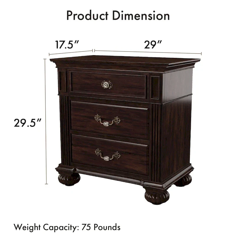 Vame Traditional Walnut Solid Wood 3-Piece Poster Bedroom Set by Furniture of America