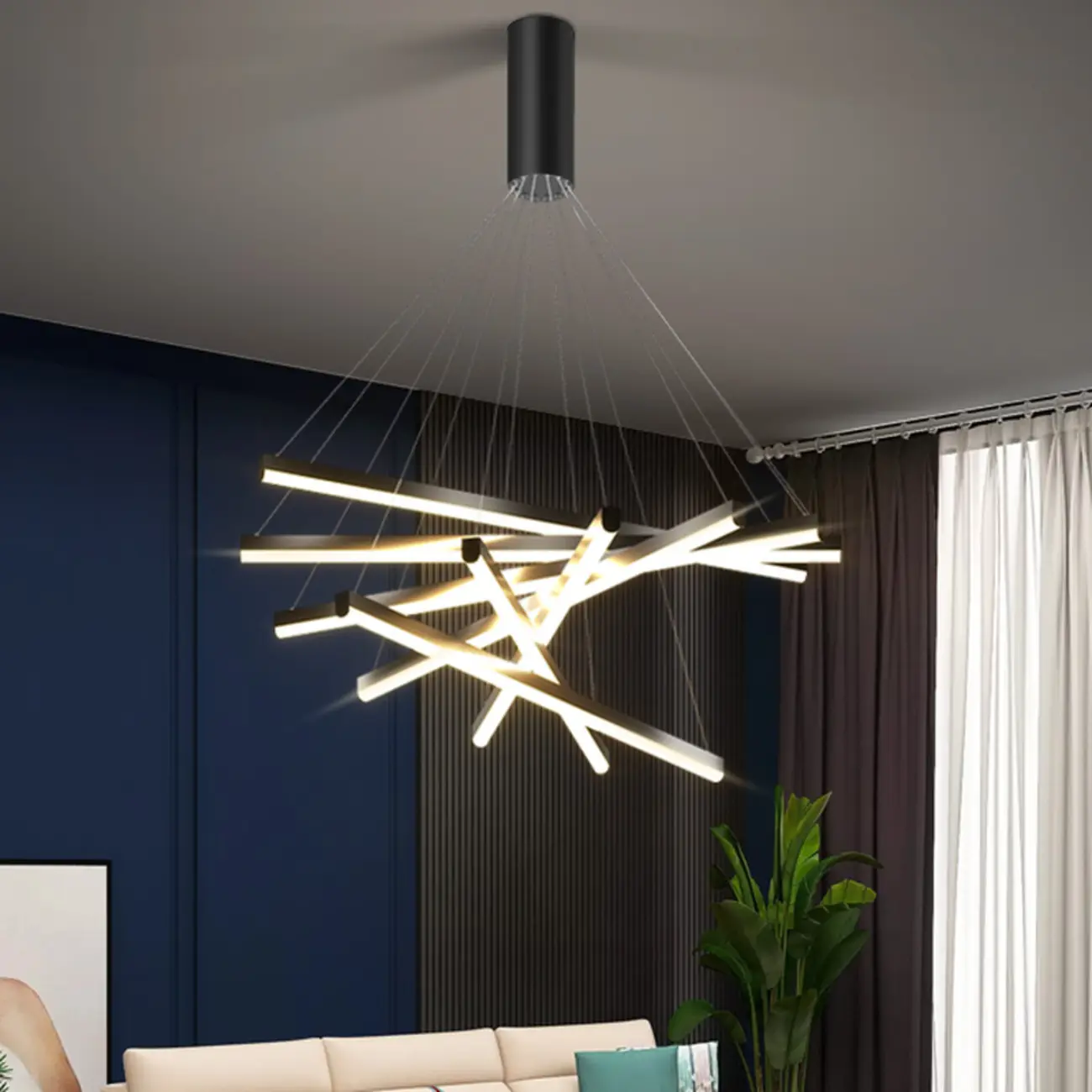 Modern Geometric Linear Sputnik Chandelier