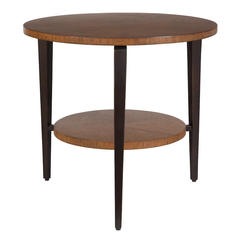Brown 2-Tier Round Side Table, 26.5