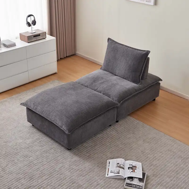 Chenille Upholstered Armless Modular Sectional Sofa, Free Combination