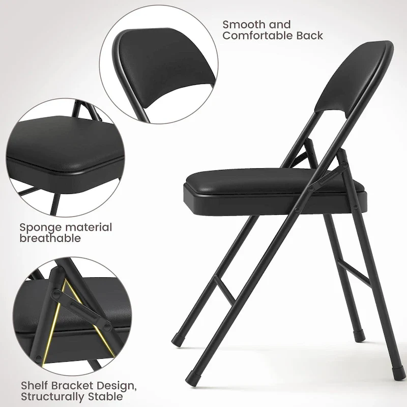 Folding Chairs 2/4 Pack With Padded Cushion and Back