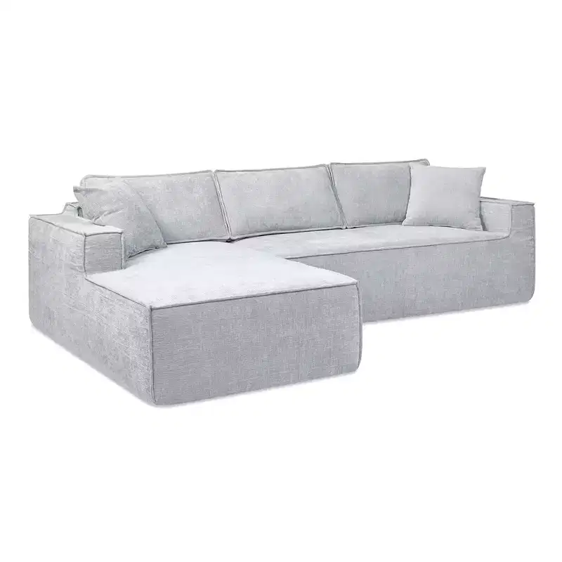 Jennifer Taylor Home Brenley 110.5 LAF Sofa-in-a-Box Sectional Sofa, Ash Gray Chenille