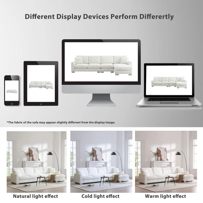 119  Chenille L-Shaped Sectional Sofa with Chaise Lounge and 2 Pillows