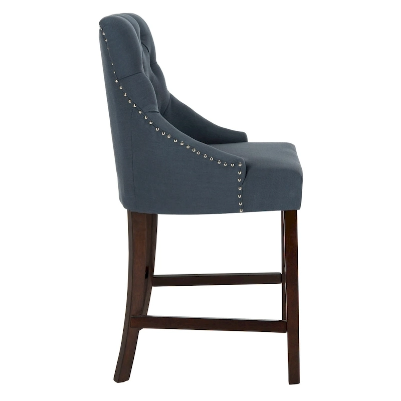 SAFAVIEH Dottie 26-inch Tufted Wing Back Counter Stool - Grey / Espresso (Set of 2) - 22.5  x 25  x 41  - 22.5  x 25  x 41