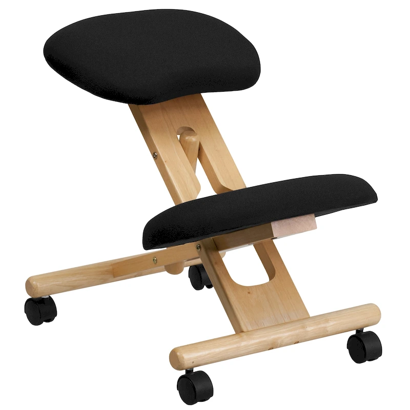 Mobile Wooden Ergonomic Kneeling Office Chair in Fabric