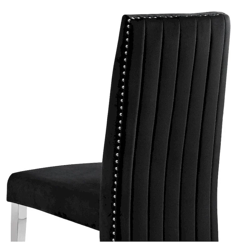 Best Quality Furniture Dining Chair includes Pleated Back, Nailhead-Trimmed, Chrome-Legged Chair (Set of 2)