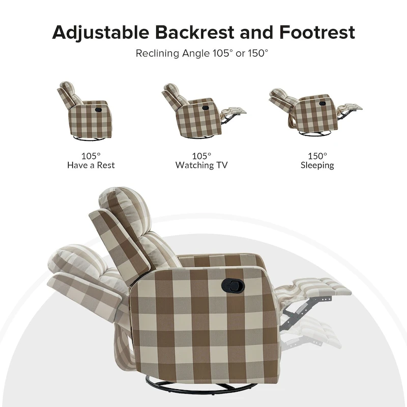 Diana Modern Polyester 360-degree Swivel Rocker Recliner by HULALA HOME