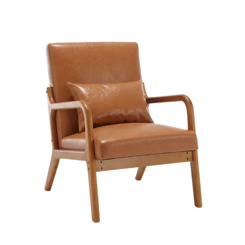 Modern PU Leather Accent Chair with One Pillow
