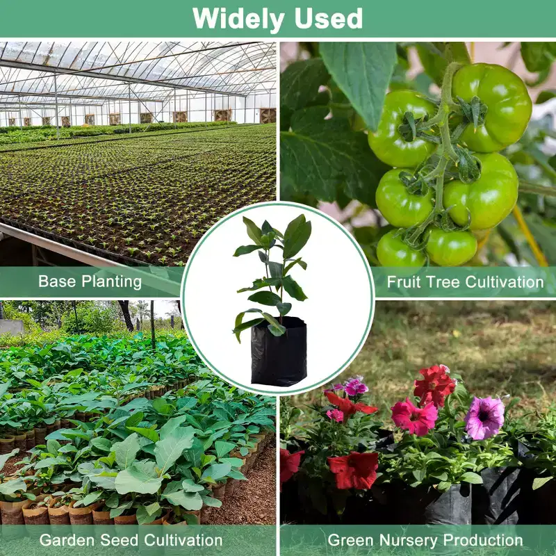 Unique Bargains Thicken Plastic Gardening Seed Plant Bags Nursery Growing Bags Black 200 Pcs