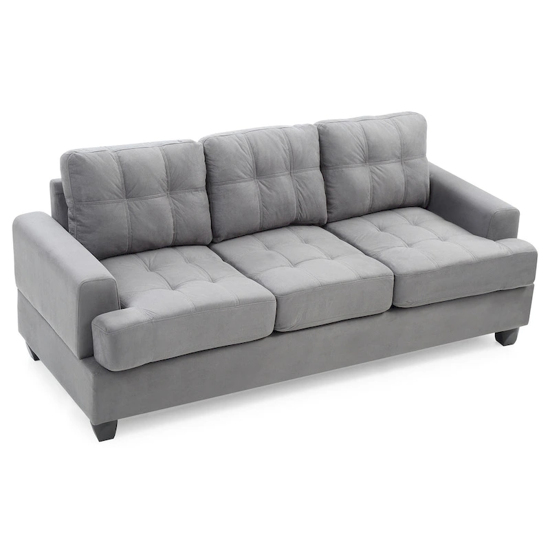 Sandridge 79 in. W Flared Arm Microfiber Straight Sofa - 34L x 79W x 36H