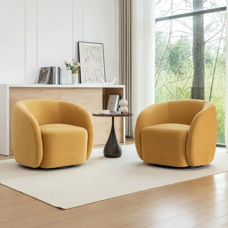 SEYNAR Modern Glam Velvet Upholstered 360 Degree Swivel Accent Armchair Set of 2