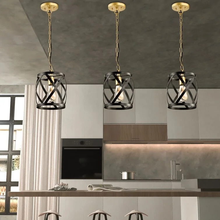 Maxax 1 - Light Single Cylinder Pendant With Wrought Iron