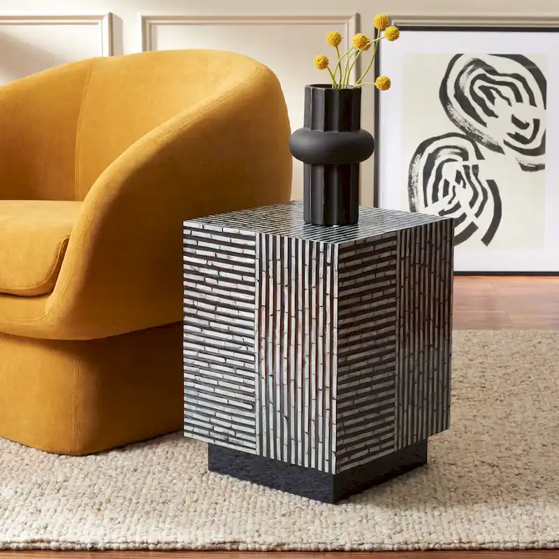 SAFAVIEH Heidrun Square Stool - 14 W x 14 D x 19 H - 14Wx14Dx19H