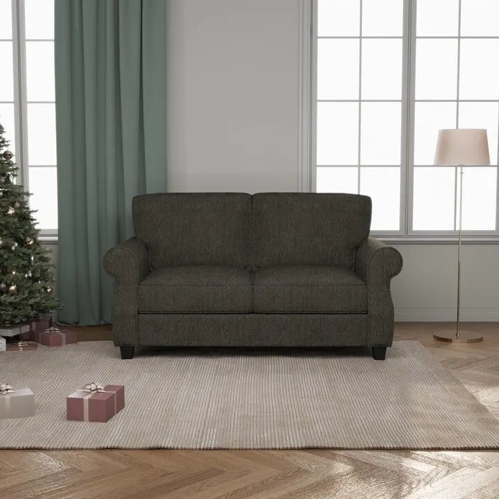 Brown / Grey Modern 3-Seat Sofa, Solid Wood Frame