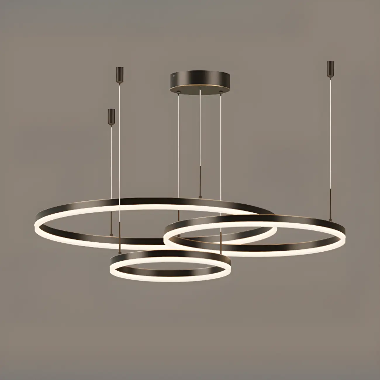 Modern Gold Multi-Circle Tiered Metal Ring LED Chandelier