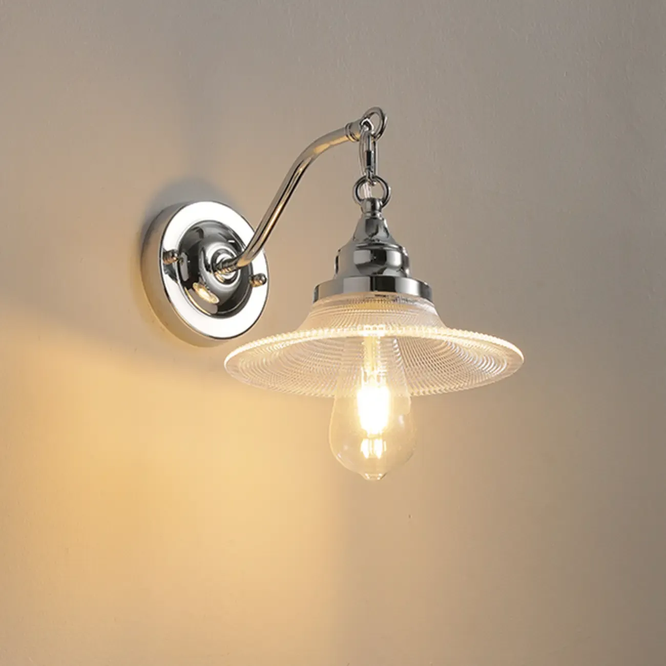 Modern Silver Clear Glass Shade Wall Sconce