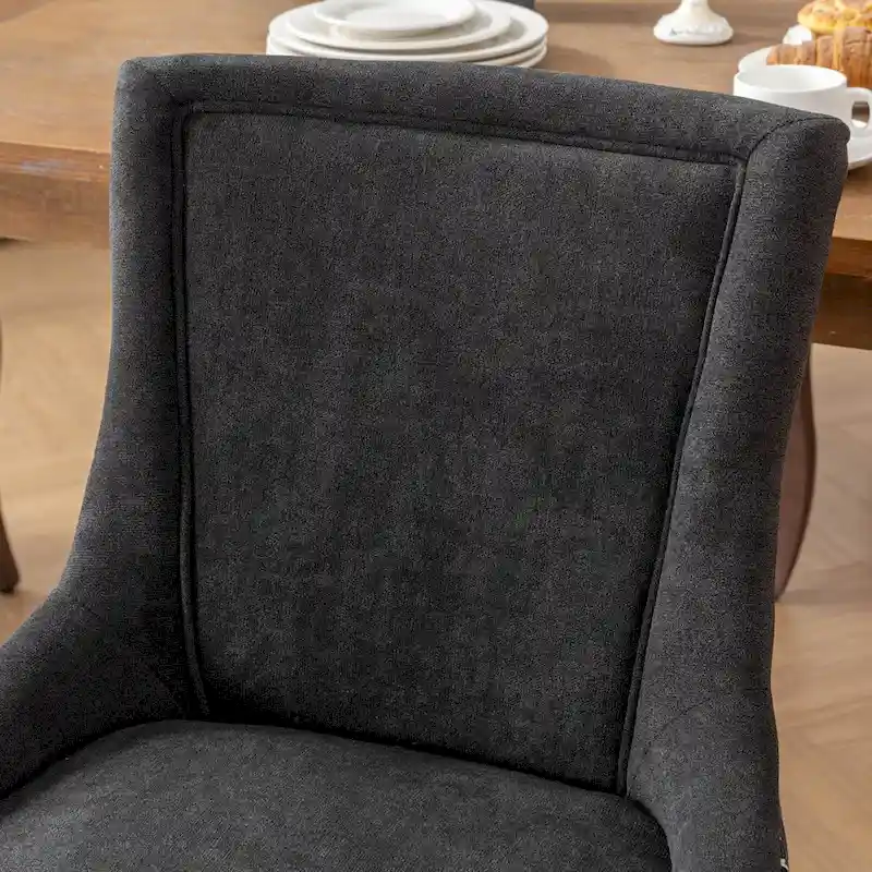 Upholstered Dining Chairs Set of 2 - High Back Fabric Side Chairs with Solid Wood Legs, Bronze Nailhead Trim, Mid-Century Modern Style, 300lbs Capacity