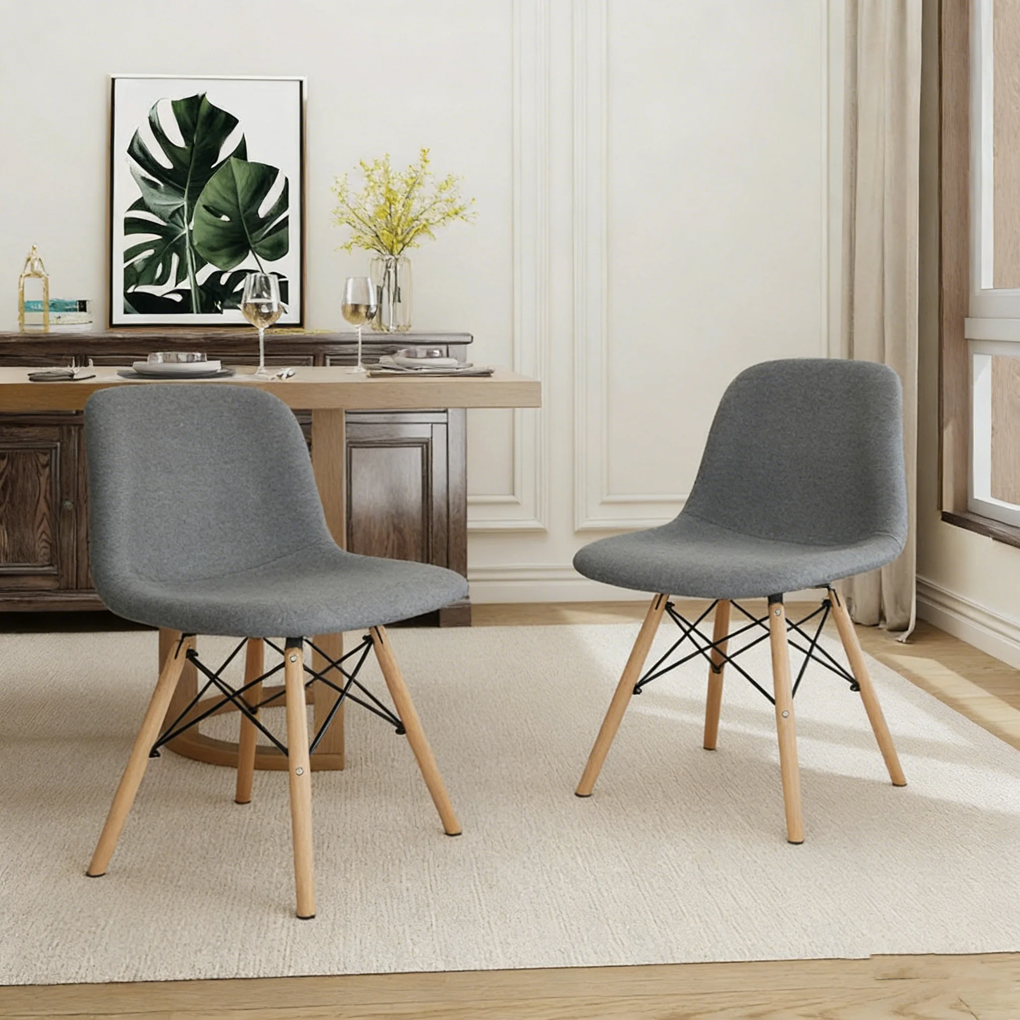 Haig Fabric Dining Chair, Beech Wood Legs, Single Seat