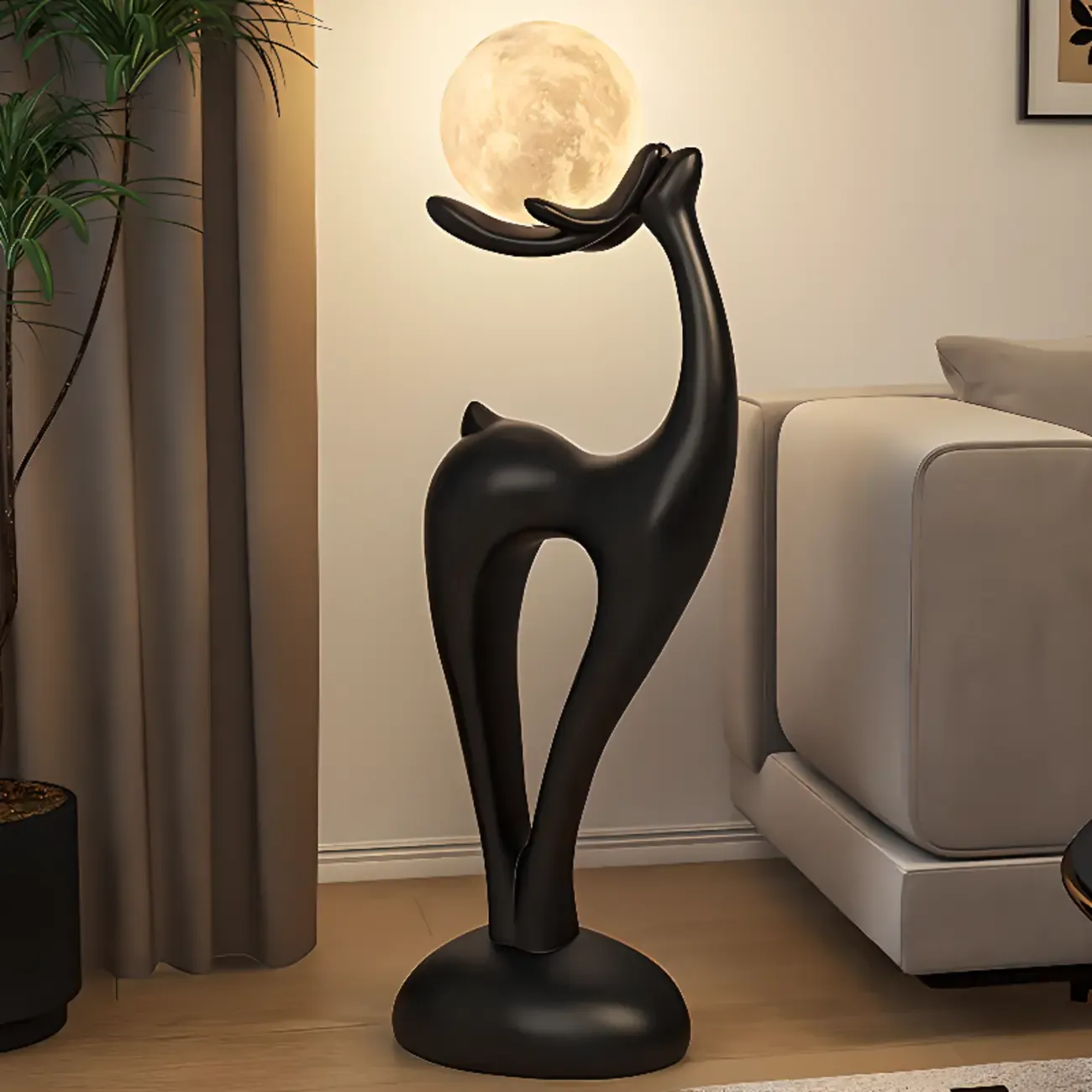 3 Color Light Deer-Shaped LED Floor Lamp for Bedroom Decor