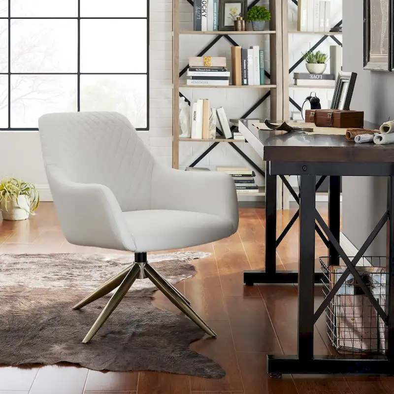 Art Leon Faux Leather Swivel Accent Arm Chair