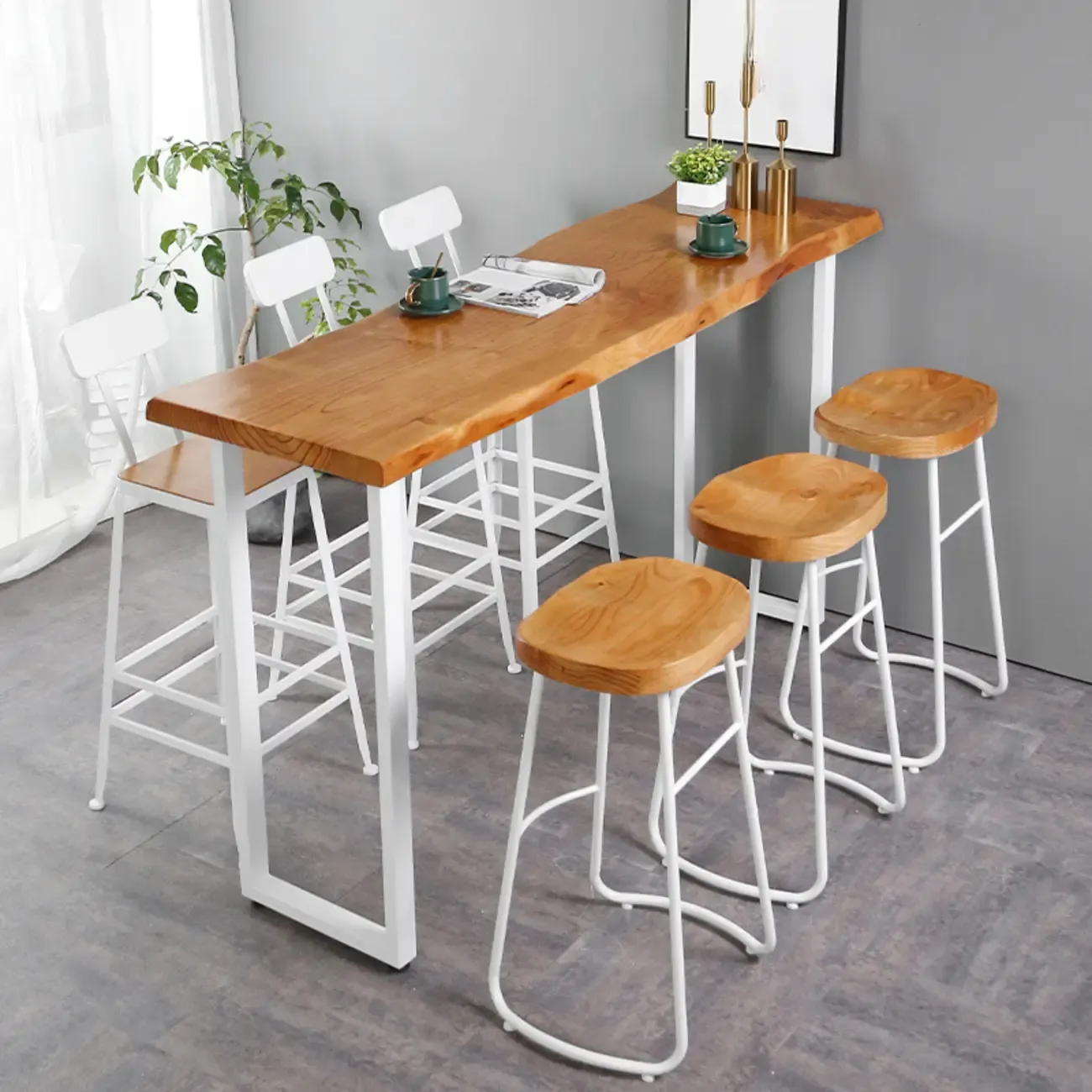 Scandinavian Hardwood Pub Table with Sled Base