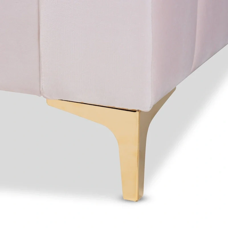 Oksana Light Pink Velvet and Gold Finished Daybed
