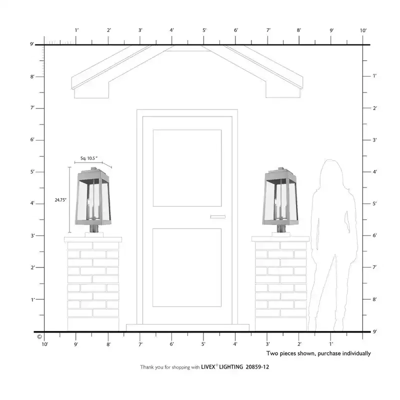 Livex Lighting Oslo 3 - Light Post Light in Satin Brass