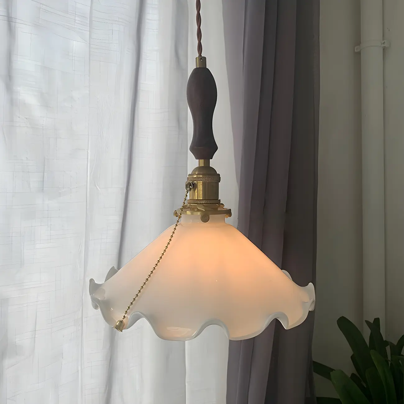 Modern Gold Accent Glass Flower Pendant Light