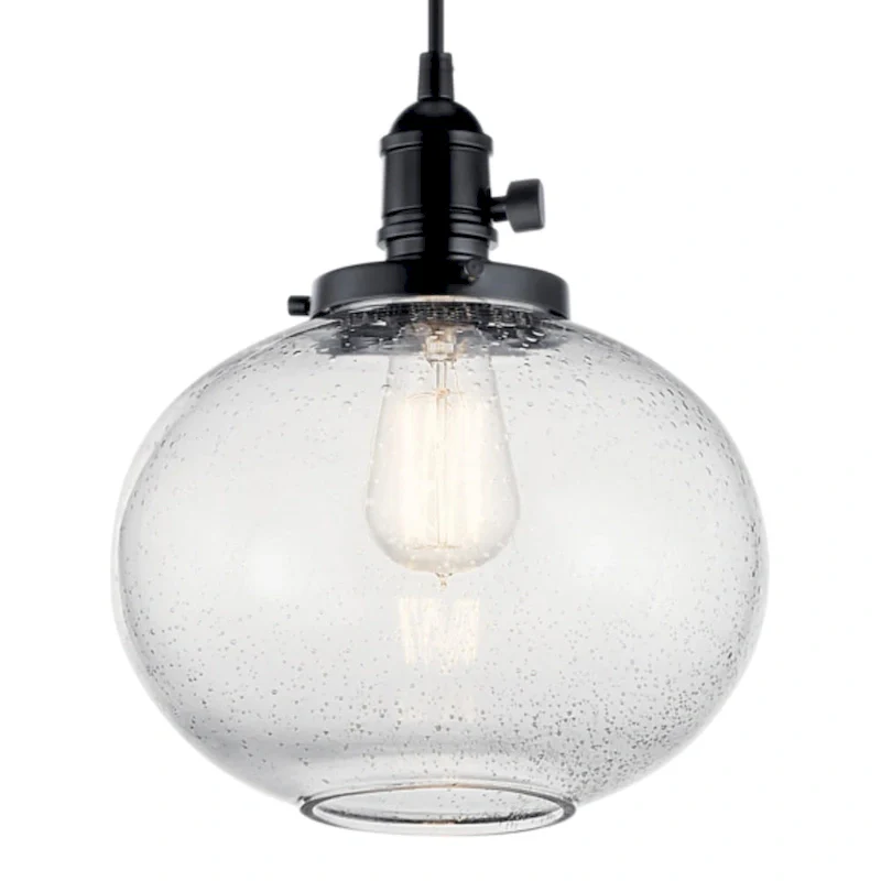 Kichler Lighting Avery 9.75 in. 1-Light Black Globe Mini Pendant Light
