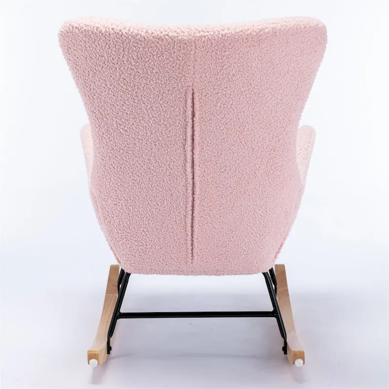 Velvet Upholstered Rocking Chair with Rubber Wood Legs