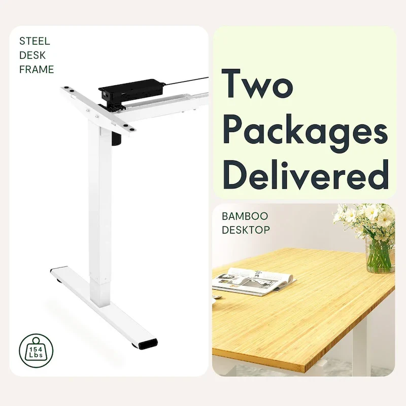 Bamboo Electric Height Adjustable Standing Desk - Single User
