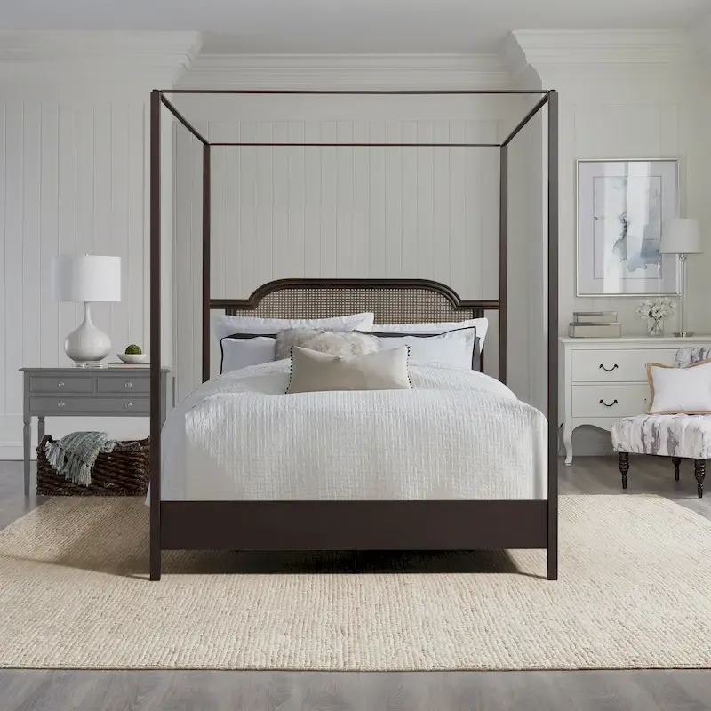 Hillsdale Furniture Melanie Wood and Metal Canopy Bed, Oiled Bronze