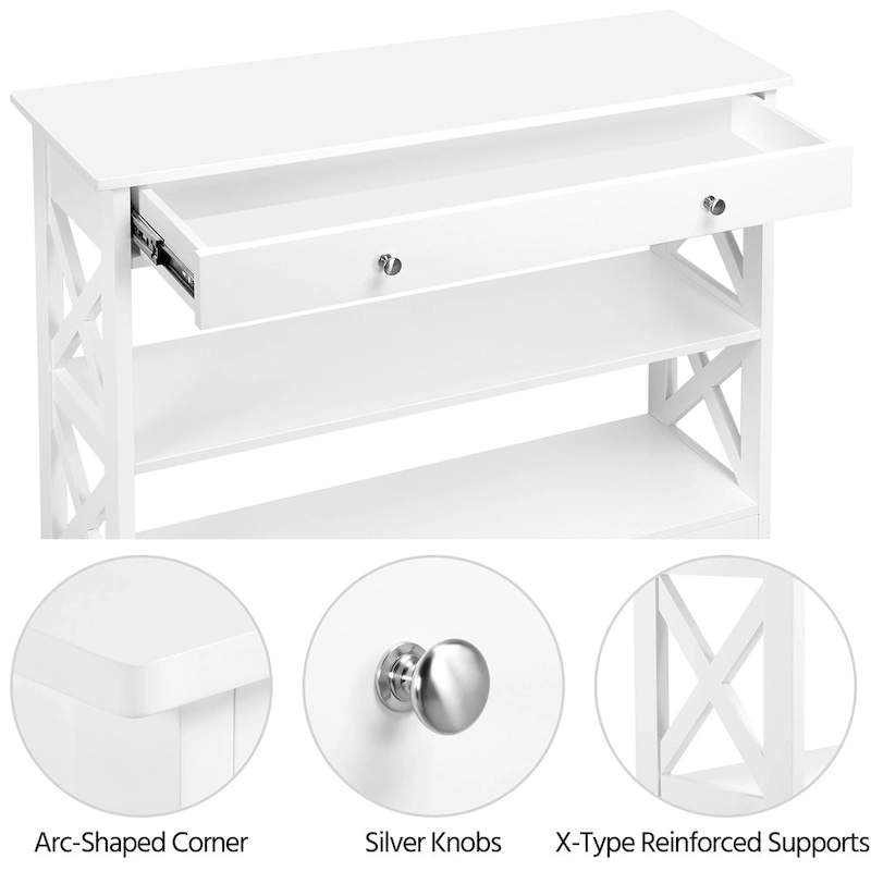 Yaheetech X Design Console Table with 1 Drawer and 2 Open Shelves