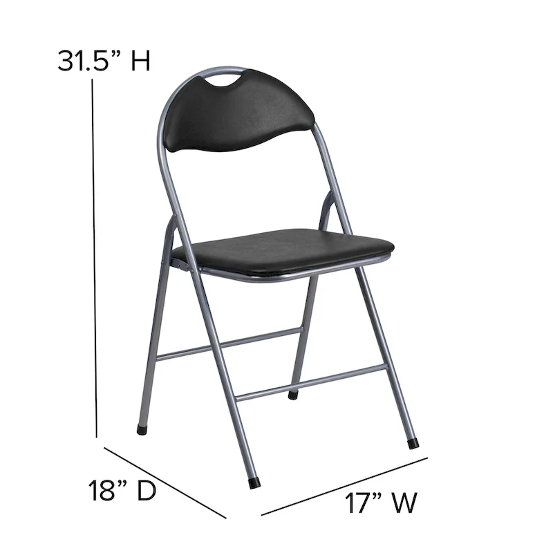 2 Pack 300 lb. Capacity Vinyl Metal Folding Chair with Carrying Handle